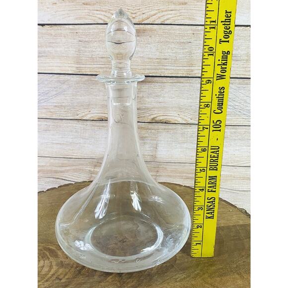 Clear Glass Genie Bottle Liquor Decanter w/ Stopper Barware 11.5" Made in Turkey - Picture 2 of 5